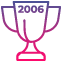 imagem de um troféu com o ano de 2006 representando o período de experiência da agência de marketing digital SmMind, que venceu todos os obstáculos para chegar até aqui.